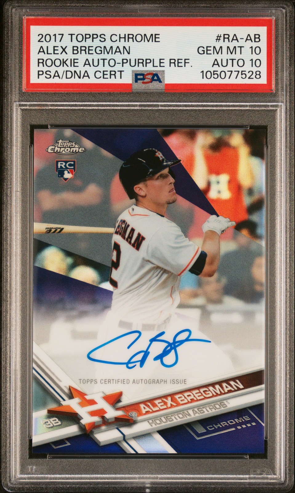 2017 Topps Chrome ALEX BREGMAN Rookie Auto Purple Refractor /250 PSA 10 Auto 10