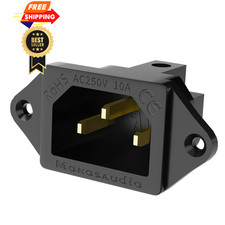 Monosaudio Gold Plated AC Power Socket 250V 10A IEC 24K Plated, Black