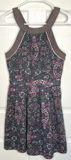 American Eagle Women's Halter Mini Flare Dress Sz 4 100% Cotton Retro 70's Boho