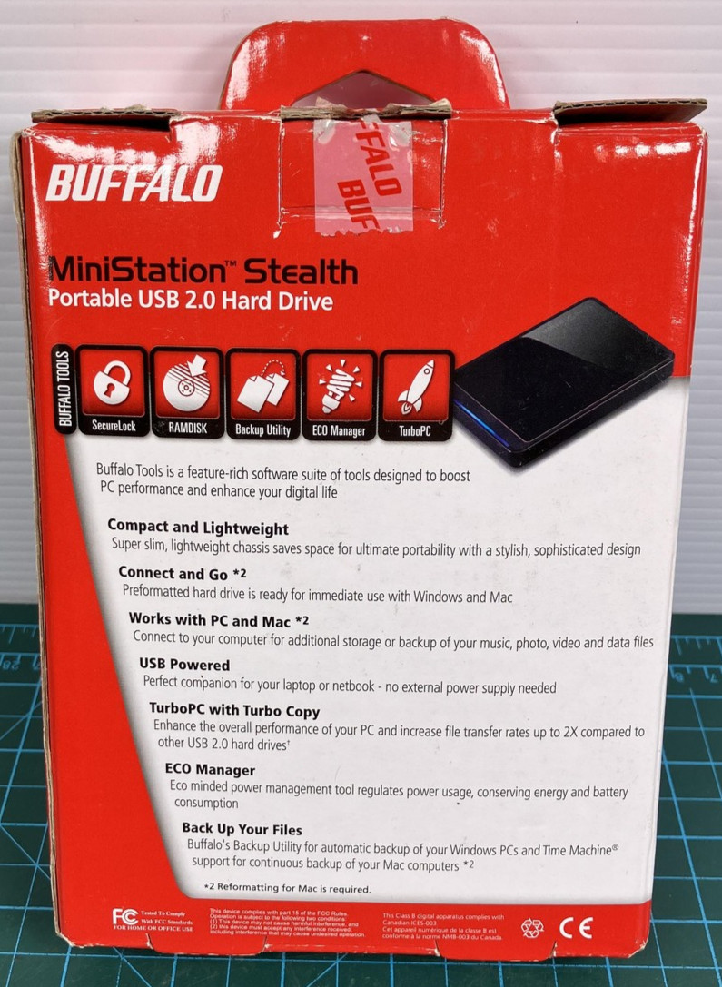 Buffalo MiniStation Stealth 500GB Portable USB 2.0 Hard Drive HD-PCT500U2/B
