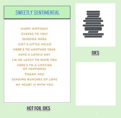 SWEETLY SENTIMENTAL Christmas Halloween Stamps Cutting Dies Stencil Hot Foil 20