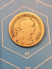 VINTAGE 1928 PORTUGAL 1 ONE ESCUDO COIN - Free shipping - Item D56