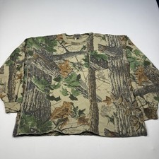Vintage Jerzees Outdoors Shirt Mens XL Green Camo Long Sleeve Realtree Tee USA