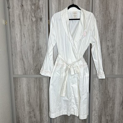 Body Linens Robe Women Size S Egyptian Cotton 500 Thread Count White C Initial