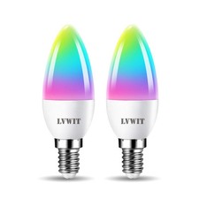 LVWIT E14 Smart Candle Bulb Screw, 4.9W E14 WiFi RGB Smart Bulb, 470Lm