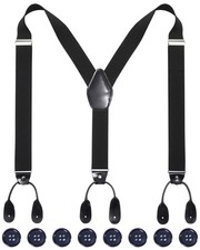 Kajeer Mens Adjustable Button End Suspenders - Y-Back Elastic Tuxedo Suspende...