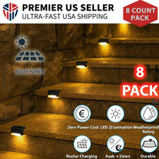 8 Pack Solar Deck Lights Outdoor Waterproof LED Step Fence Stair Lamps