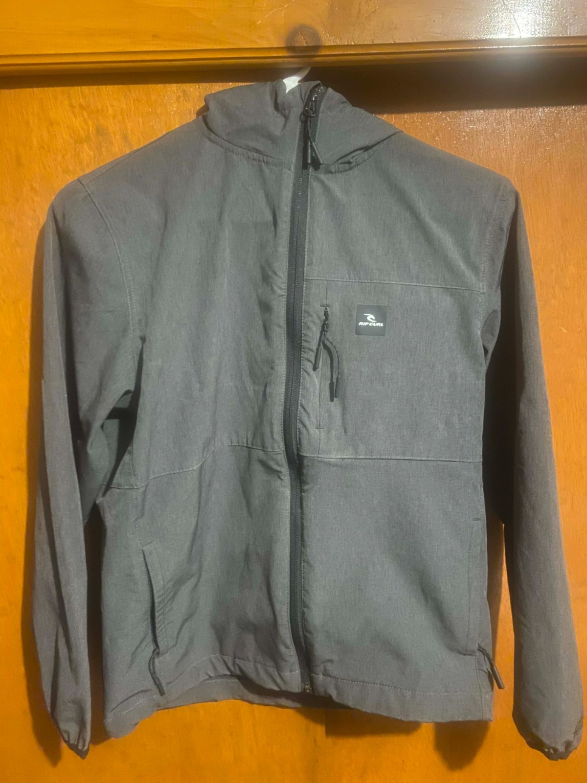 Men's Rip Curl Jacket Anti Series Gray Hooded Wind Rain Repellent Full Zip Med