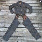 VTG Harley-Davidson Leather Biker Jacket & Chaps Set Women’s M Brown Back Logo