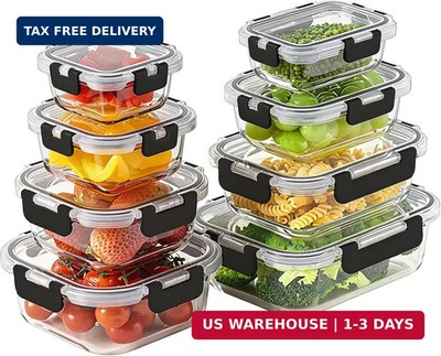 8 Pack Borosilicate Glass Food Storage Containers with Lids, Glass Meal Prep Con