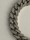 Unisex Silvertone Iced Out Cuban Link Crystal Covered Necklace 16” & Bracelet 8” — photo 6