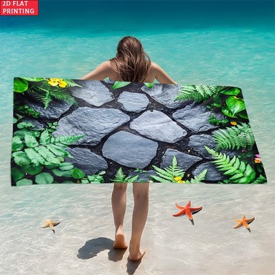 1pc Stone Path Foliage Extra Large Beach Towel | Ultra Soft & Quick Dry Microf