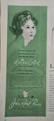 1961 John Robert Powers Moisture Control Cosmetic Softer Silkier Skin vintage ad