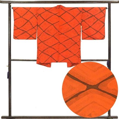 Recycled Women's Silk Haori Jacket Orange, Lined, M-L (80cm)