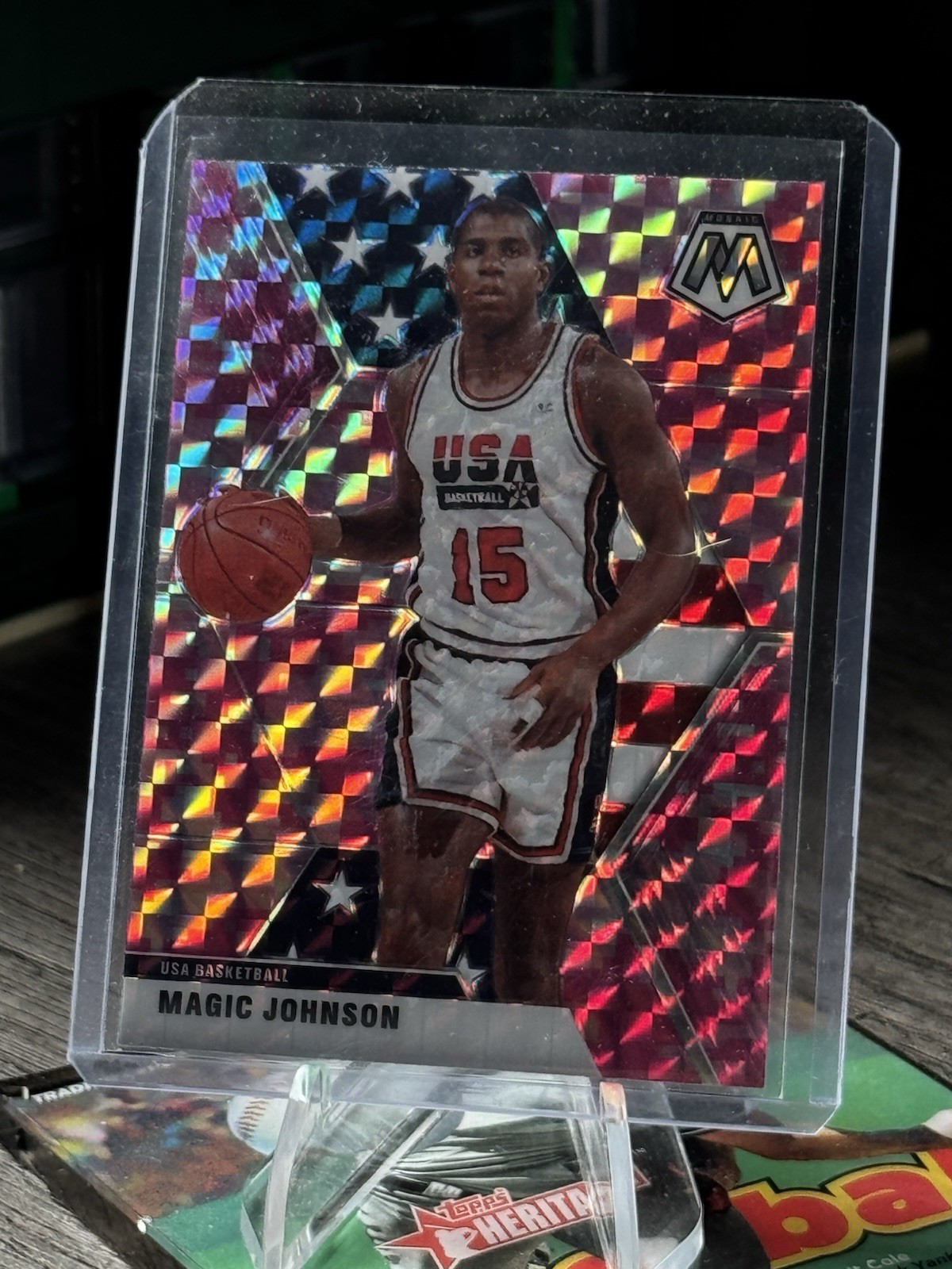 2019-20 Panini Mosaic - USA Basketball Magic Johnson #255 Pink Camo Prizm