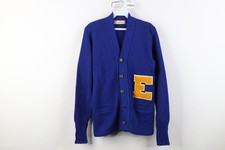 Vintage 50s 60s Mens 36 Wool Blend Knit Varsity Lettermen Cardigan Sweater USA