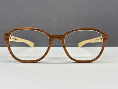 Haseloff Eyeglasses Frames Men Woman Round Wood Brown Panto Large L Leja 18