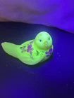 Vintage Burmese FENTON Uranium Glass Floral Hand Painted And Signed Bird