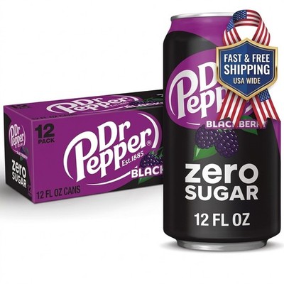 Dr Pepper Blackberry Zero sugar Soda Pop 12 fl oz 12 pack cans......
