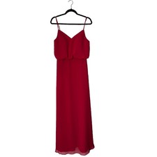 Azazie Rebecca Bridesmaid Dress Size A8 Burgundy Chiffon Blouson Waist Formal
