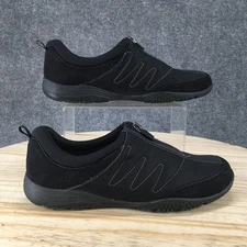Easy Spirit Shoes Womens 9M Be Strong Casual Sneakers Black Suede Zip Low Top