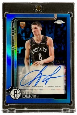 Egor Demin 2025-26 Topps Chrome Update Rookie Auto Nets True Blue Refractor /150