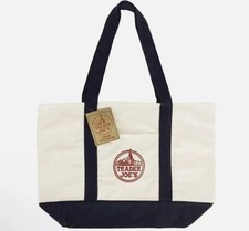 Trader Joe  s Bag Canvas Reusable Heavy Cotton Basic Style Shopping Navy Large