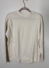 AYR Men's Ivory 100 Cotton Long Sleeve Crewneck Pullover Sweater Size M