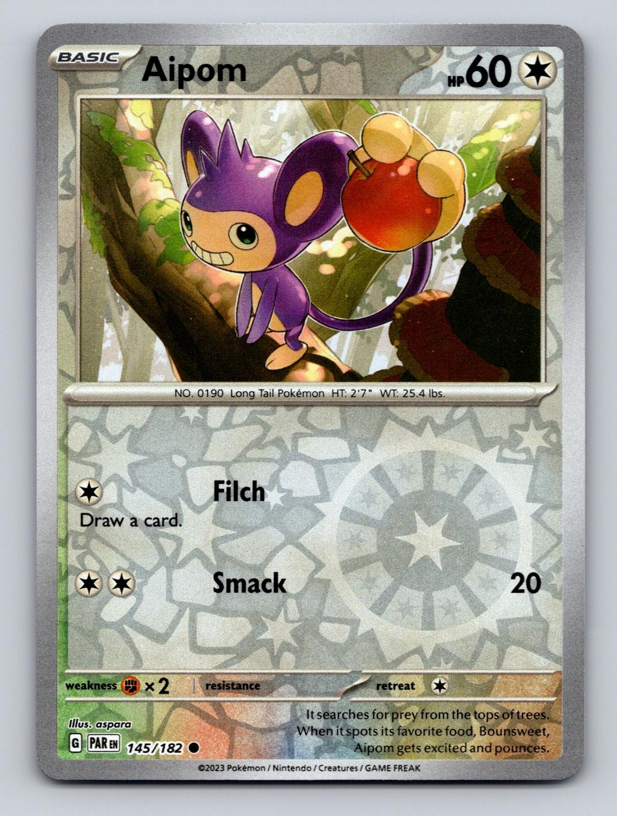 Aipom 145/182 Common Paradox Rift Pokemon Reverse Holo NM