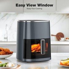 Hei&szlig;luftfritteuse 6L Air Fryer mit Sichtfenster XL Ohne &Ouml;l 1500W Digital Beige