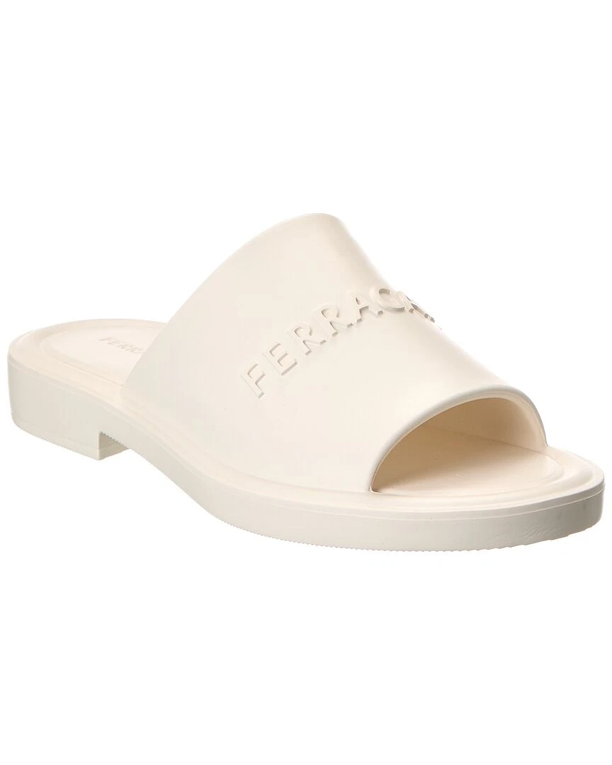 Salvatore Ferragamo White Groove 2 Slide Mens 12 $295. Pre-Owned With Box. SALVATORE FERRAGAMO Groove 2 Slides, White – OZNICO main image 4