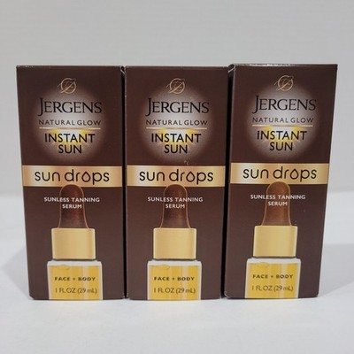 3pk Jergens Natural Glow Instant Sun Drops Sunless Tanning for Face and Body