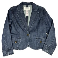 Vintage Levi Strauss Women's XL Signature Denim Blazer Jacket Stretch Blue