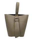 AULENTTI Beige Bucket Bag Leather Shoulder Purse