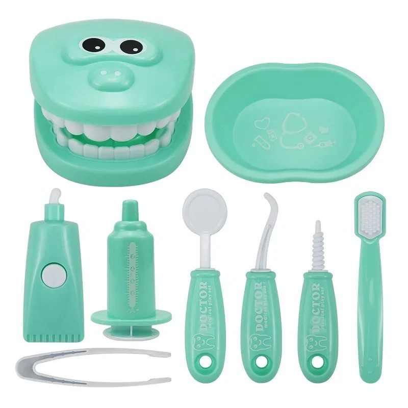 1/9pcs Montessori Doctor Role Play Toy Kids Dentist Brushing Teeth Set