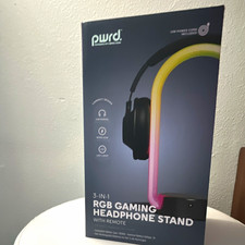 pwr.d 3-in-1 RGB Gaming Headphone Stand with Remote, Black Universal