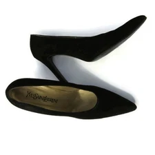 Womens Shoes Yves Saint Laurent Black Suede Stiletto Pumps 9N