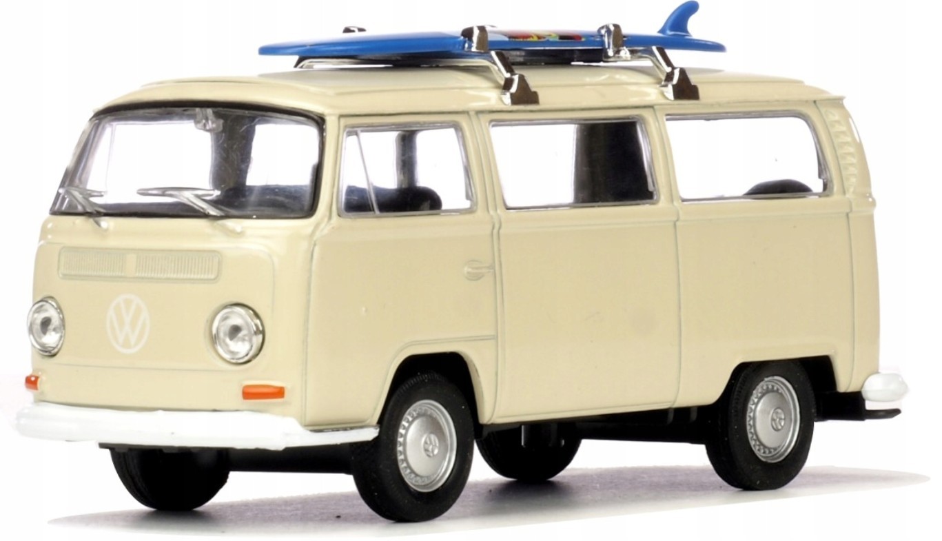 Welly 1972 Volkswagen Bus T2 Surf Cream 1:34 1:39 Scales 4.5Inch Diecast In Box