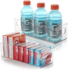 STORAGEBUD Fridge Organizer - 2 Pieces Refrigerator 2 Piece Set, Clear 