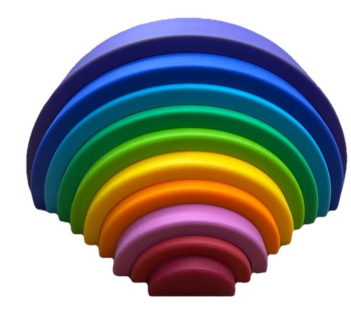 Rubber  Rainbow Stacking Puzzle Toy Handcrafted Pretend Play Set Ages 3-5
