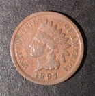 1897 Indian Head Cent - 1 in throat.