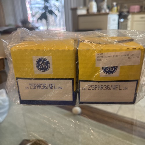 TWO General Electric 25PAR36/WFL All Glass Sealed Beam Lamp