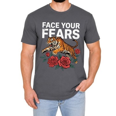 Face Your Fears Herren T-Shirt Roaring Tiger Retro Blumen Wildlife Geschenk