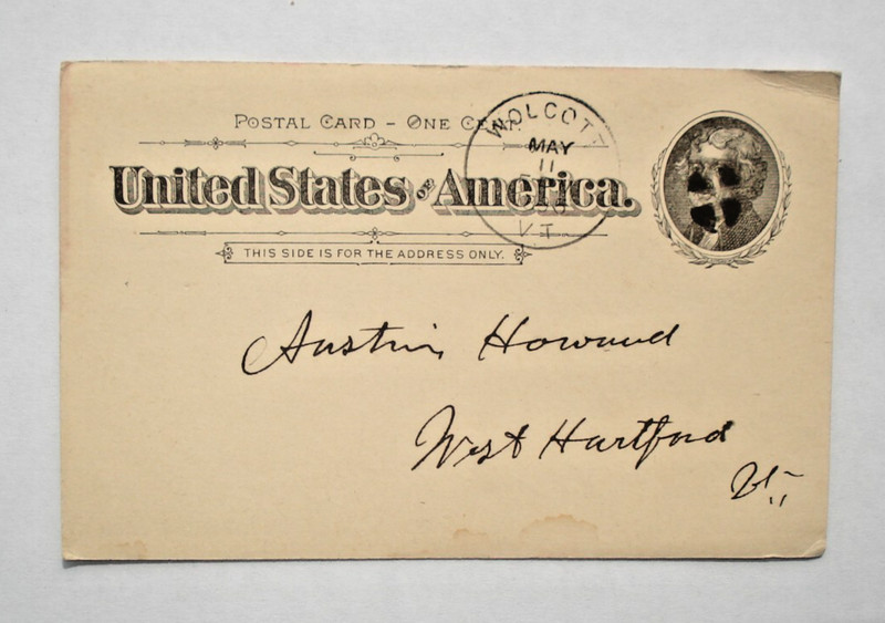 US SC UX12 WOLCOT, VT POSTAL CARD 1895