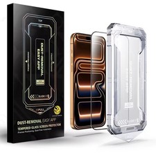 Clear Tempered Glass Screen Protector for Apple iPhone w/ Installation Frame