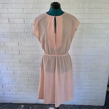 Vintage 70s Sears Bazaar peach polyester midi dress