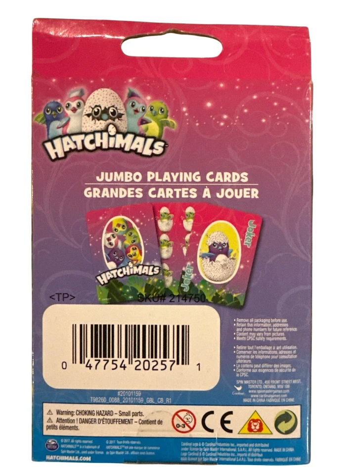 Hatchimals JUMBO Playing Cards 5" x 3.5" Adorable Character Game Deck for Age 4+ - Image 2 of 2
