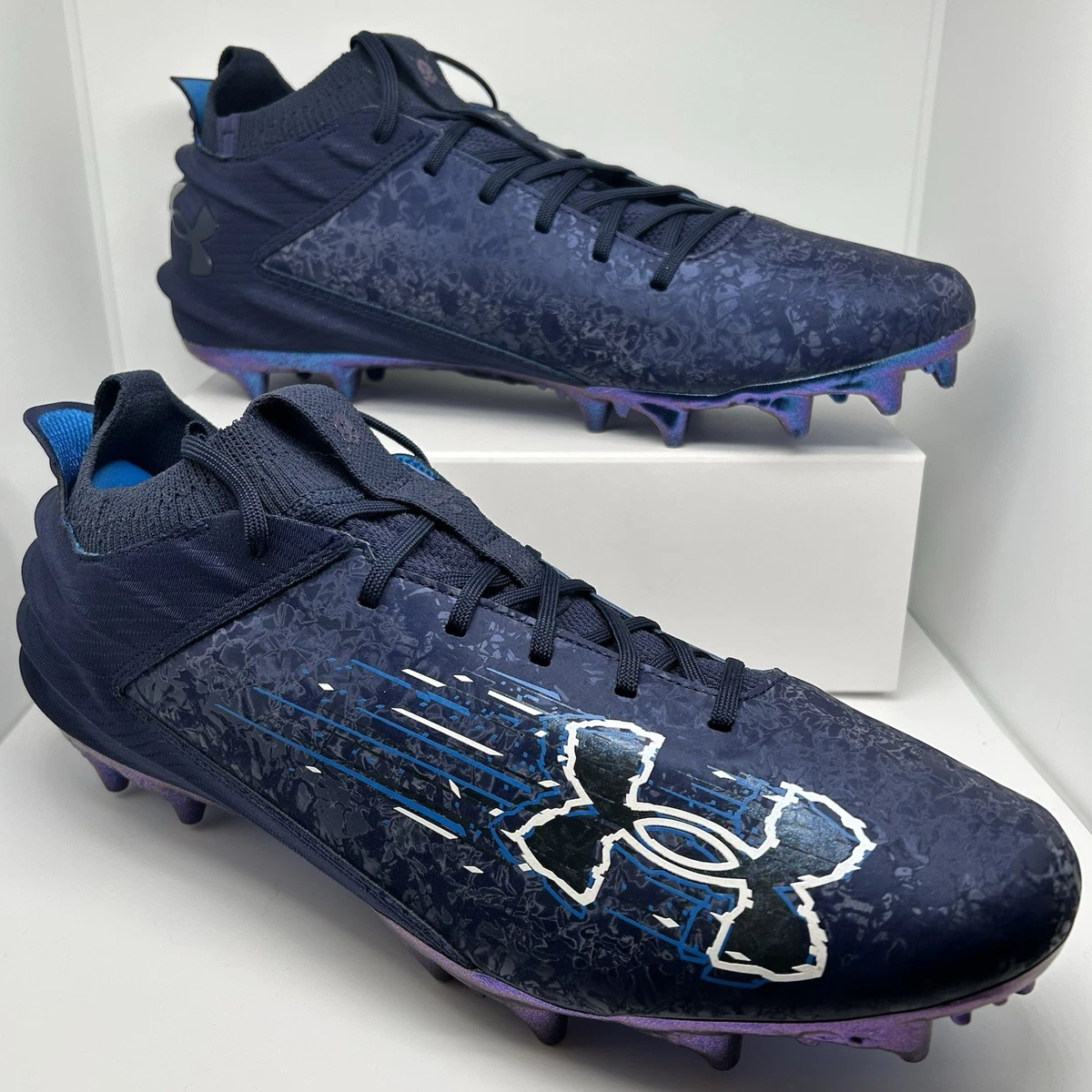 Under Armour IntelliKnit Football Cleats Navy Blue Black High Top Shoes 108-00 Amazon.com | Under Armour - Mens Highlight 2 Mc Knit  main image 2