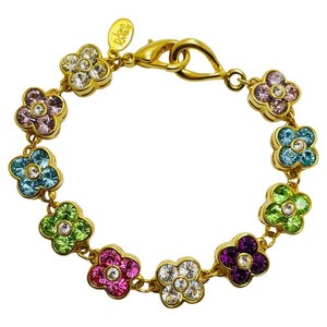 Authentic JOAN RIVERS signed vintage gold plated crystal flower designer bracelet