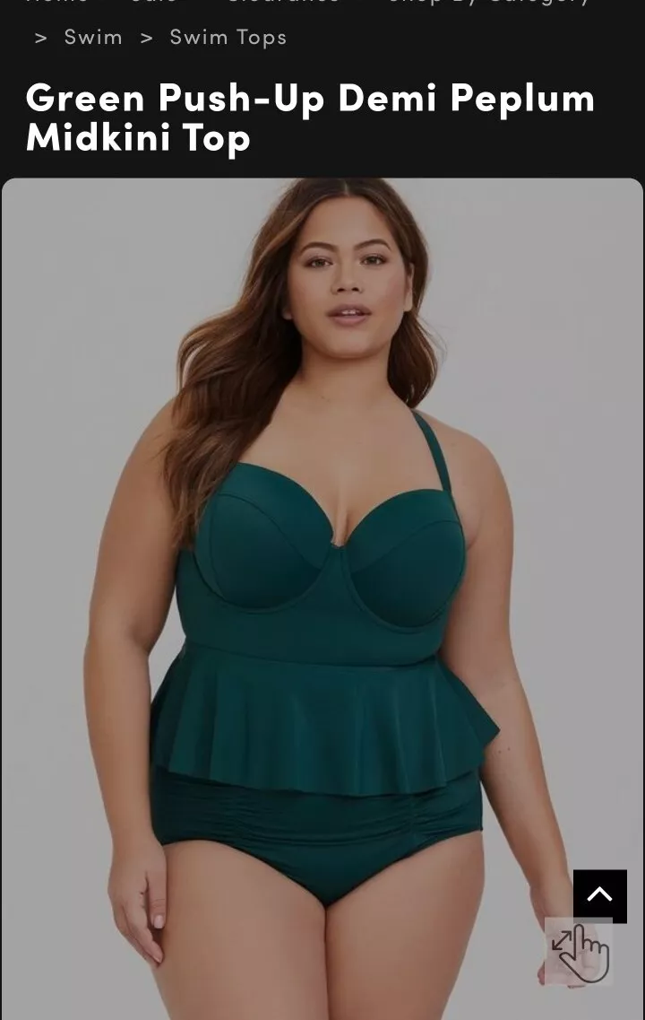 Peplum Tankini Tops Built-In Padded Bra For Women Plus Size